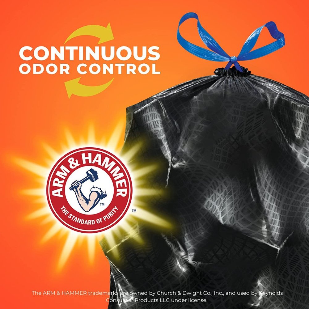 40 Count Ultra Strong Tall Kitchen Trash Bags, Blackout, Clean Burst  13 Gallon